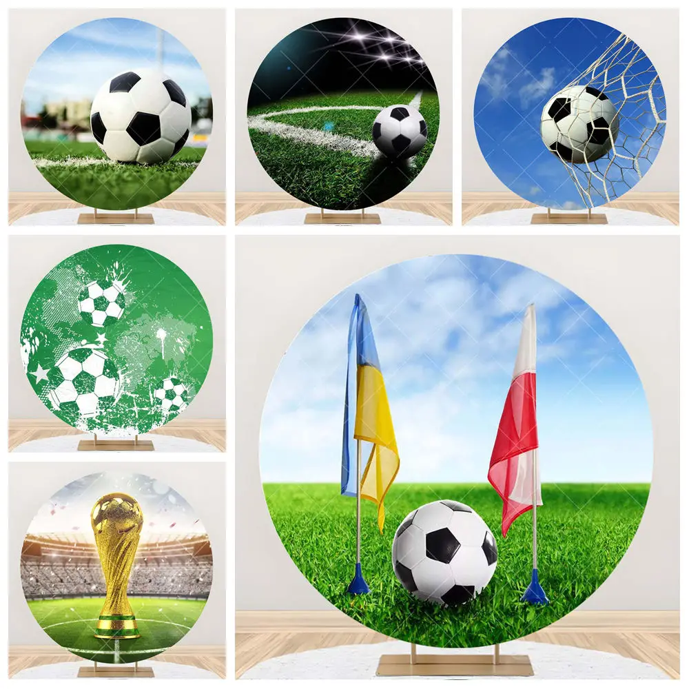 

Football Celebrates Victory With Passion Greenery Boys Birthday Party Round Backdrop Custom Room Photography Poster Background