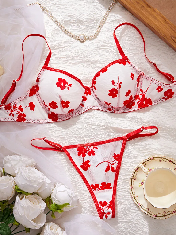 

Сексуальное нижнее белье с цветочным принтом, удобный романтический бюстгальтер на косточках, короткий комплект, бесшовное сетчатое нижнее белье с принтом, Новое поступление, экзотические комплекты