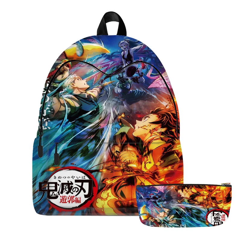 

Demon Slayer Backpacks 2pcs/set Kimetsu No Yaiba Mochila with Pencil Box Boys Girls School Bags Laptop Rucksack Kids Schoolbag