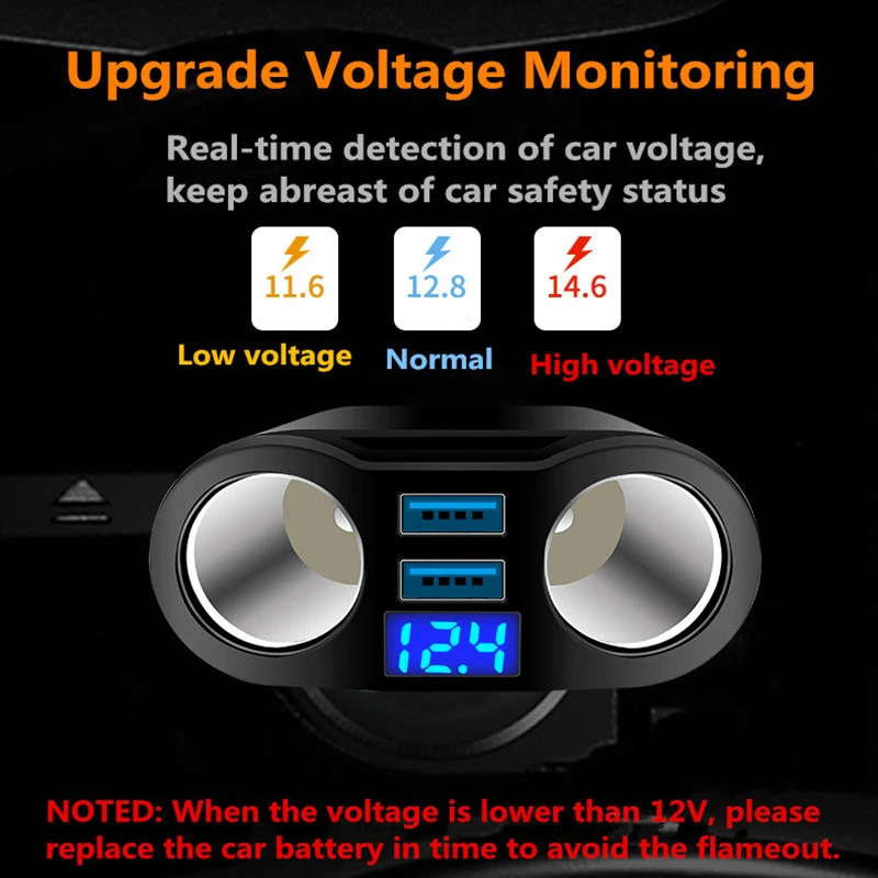 72W 2 USB Car Charger With Digital Display Fast Charging Phone Adapter For iPhone 15 16 Samsung Huawei Xiaomi Car Mobile Charger - Image 4