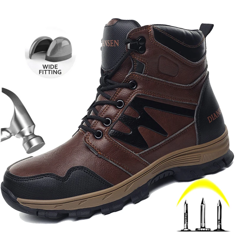 Waterproof Man Safety Shoes Anti-slip Work Boots Anti Puncture Work Shoes Steel Toe Safety Sneakers for Work Sand Prevention