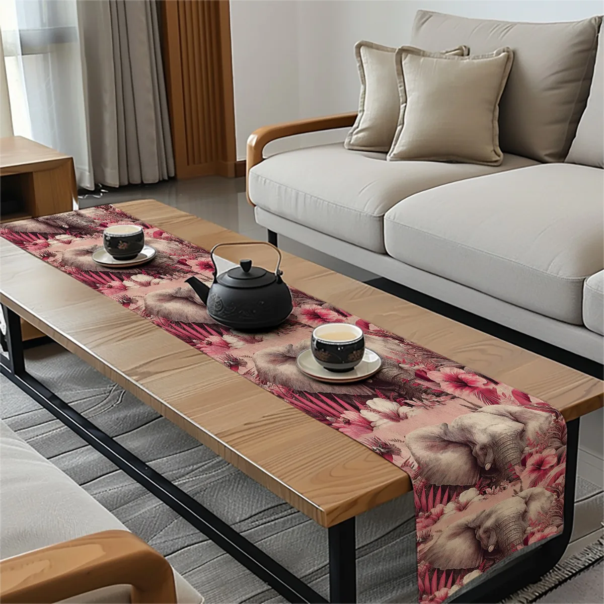 decor table runner Tropical Palm Leaves Geometric Abstract Style Table Flag for wedding,Restaurant,Holiday Gathering New Year,Bi
