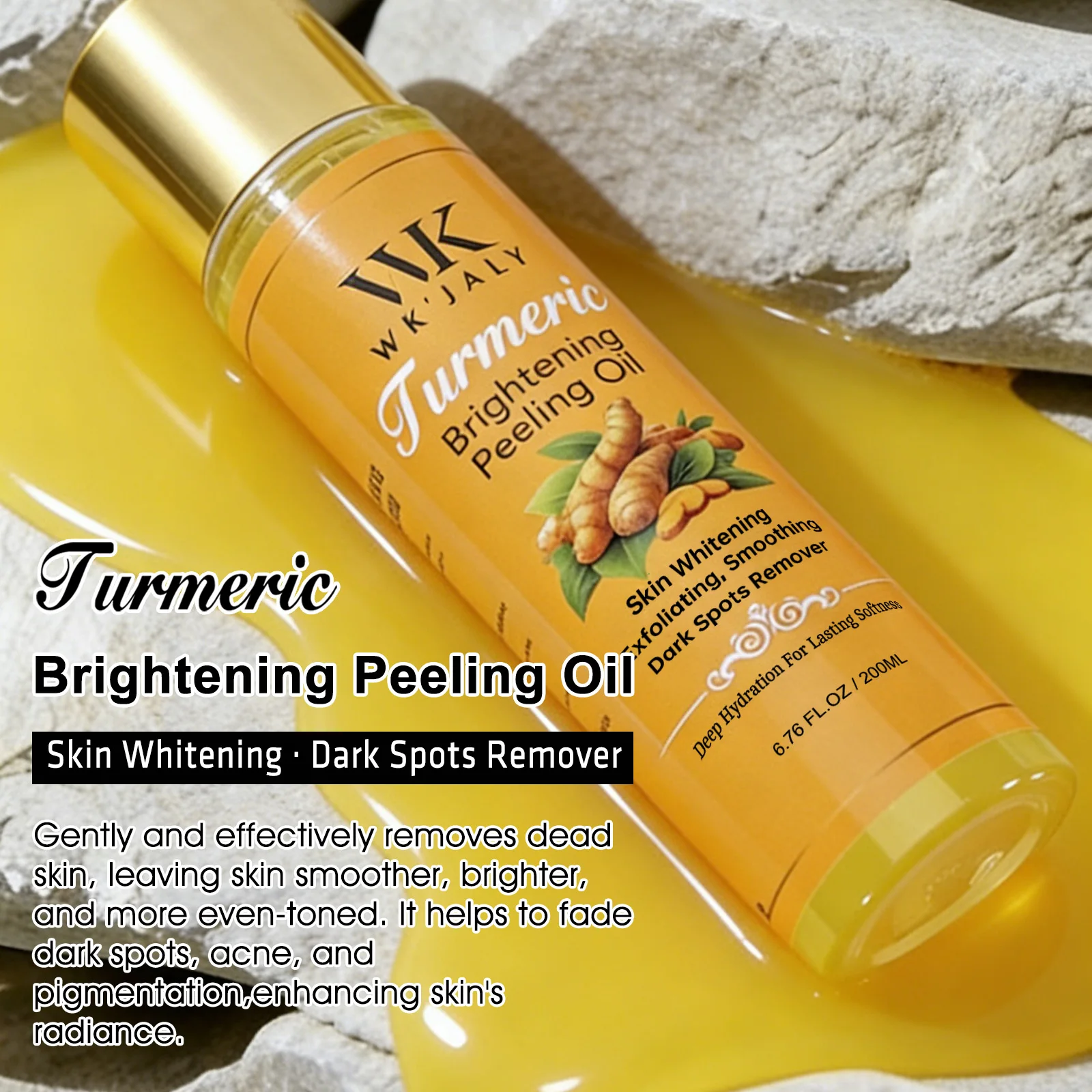 WK JALY Turmeric Brightening Peeling Oil, Exfoliation, Remove Dark Spots, Whitening, For Face, Body, Hand, Feet, All Skin Types