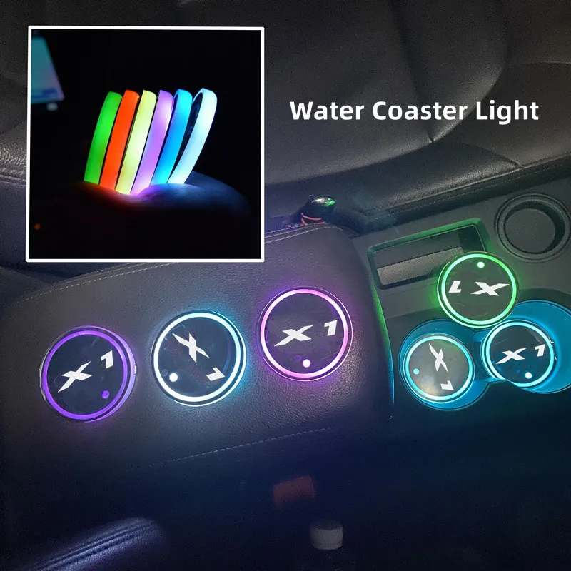 

Luminous Car Water Cup Coaster Holder 7 Colorful USB Charging Car Led Atmosphere Light For Bmw X1 E84 F48 Auto Accessories