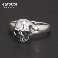 S925 Sterling Silver Vintage Skeleton Ring for Men Skull Punk Hip Hop Rock Ring Retro Simple Style Jewelry