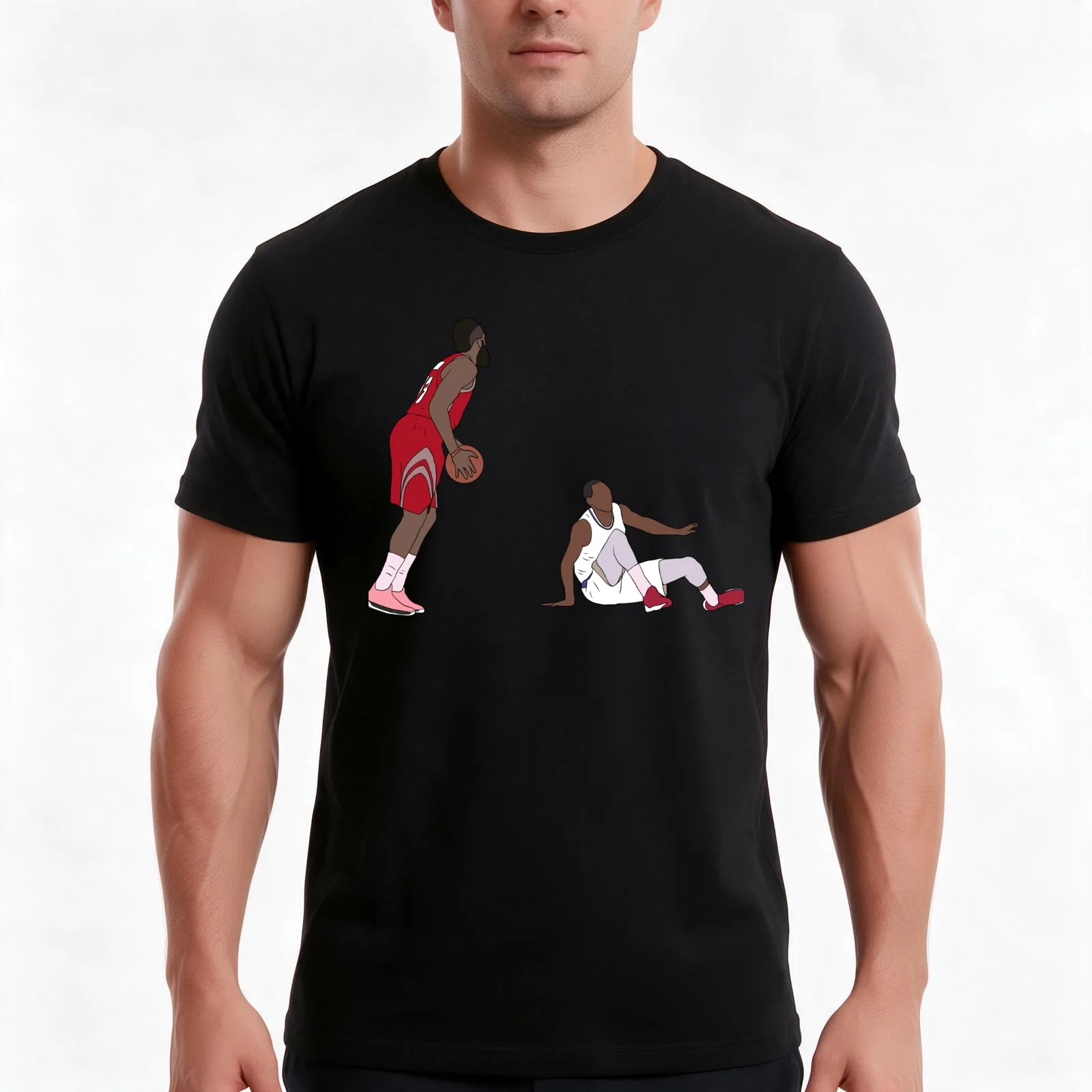 James Harden Crossover On Wesley Johnson T-Shirt Summer Casual Cotton Tee Oversized Streetwear Tops Vintage Graphic Print