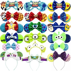 Diademas con orejas de Mickey Mouse de Disney para mujer, lazos, accesorios para el cabello, diadema de Toy Story para niñas y niños, diadema de Alien de Buzz Lightyear