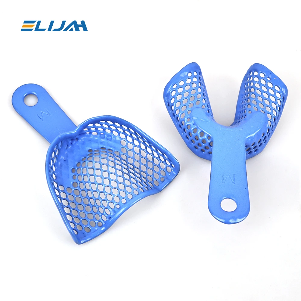 ELIJAH 2Pcs Dental Plastic-Steel Tray Teeth Trays Dental Impression Trays Dental Oral Impression Trays Mesh Shape Dentist Tools
