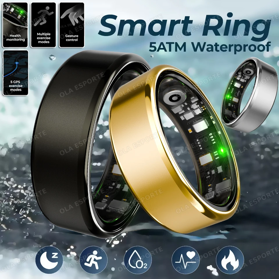 

Ola Esporte Smart Ring 2025 GPS Montion Blood Oxygen Sleep Monitor Sports Remote Care IP68 Waterproof Smartring Men Women Rings