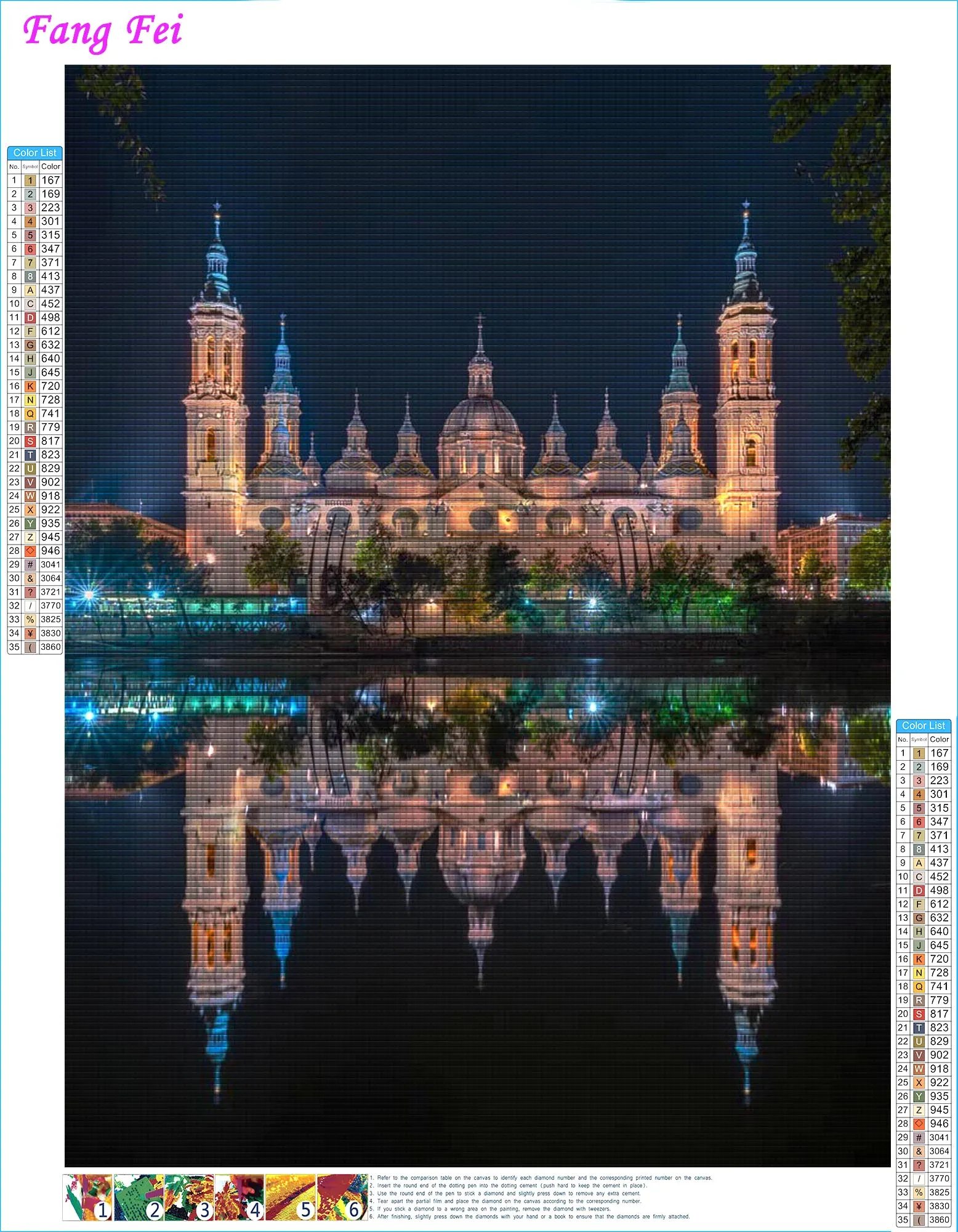 5D DIY Diamond Painting Zaragoza Cathedral Spain Scenery Wall Art Cross Stitch Embroidery Picture Mosaic Craft Living Room Decor