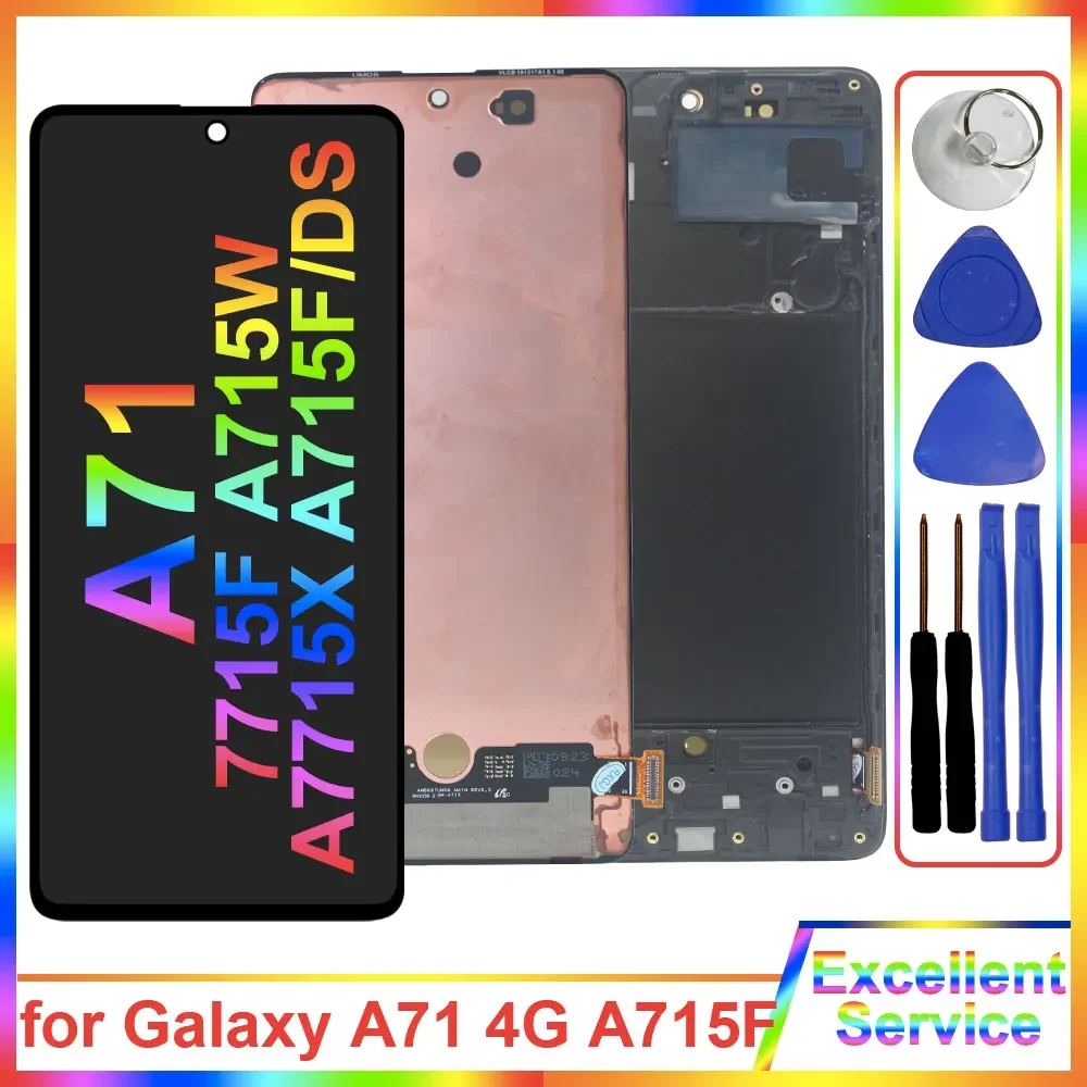 Super AMOLED LCD for Samsung Galaxy A71 4G A715 LCD Display Touch Screen Digitizer Replacement for Samsung A71 4G A715F A715W
