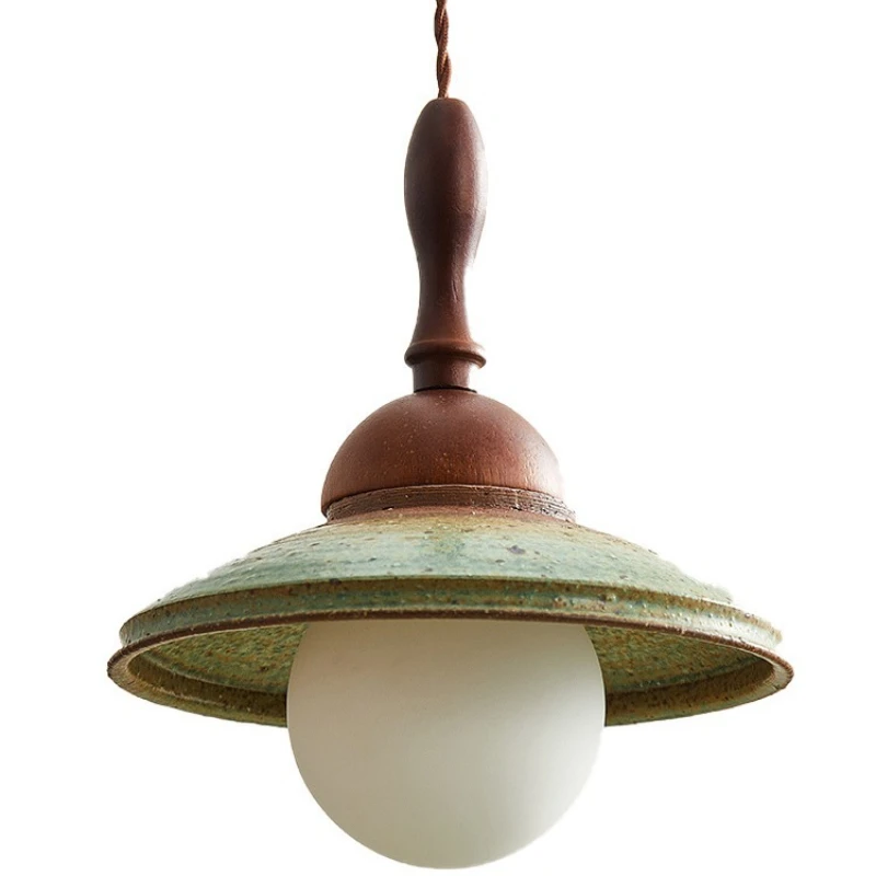 

French retro restaurant small chandelier ceramic lamp Japanese wabi wind dining room dining table bar lamp bedroom bedside