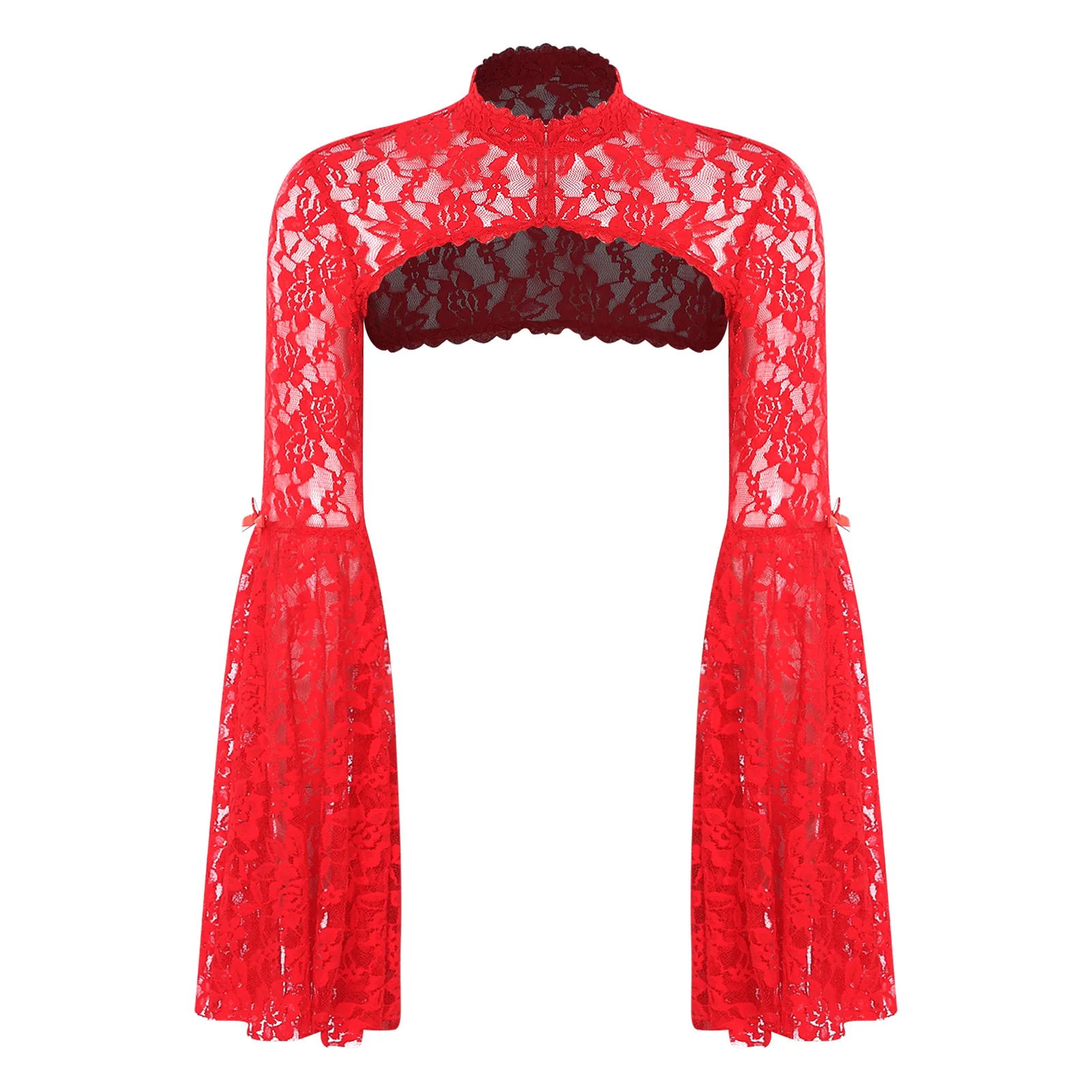 Womens Medieval Gothic Glossy PU Dress And Sheer Floral Lace Shrugs Shawls Cropped Side Slit Hem Dress for Vampire Witch Cosplay