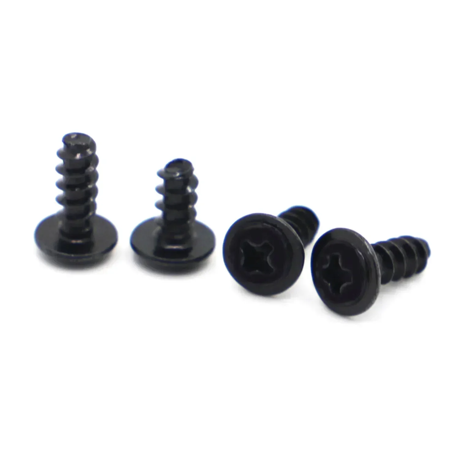 Black Plated Self Tapping Screws Carbon Steel M1.4 M1.7 M2 M2.3 M2.6 M3 M4 PWB Cross Pan Head Flat Tail 50PCS