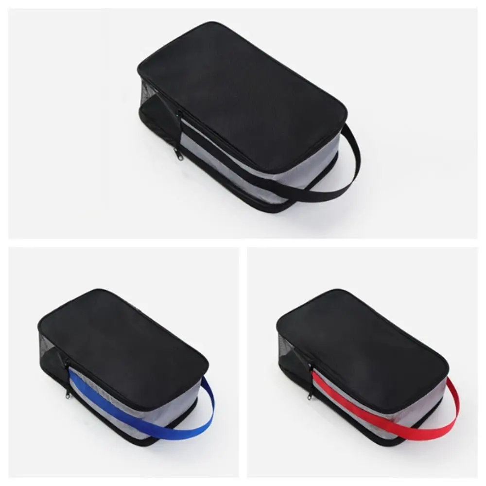 Polyester Shoes Portable Handbag Double-layer Pocket Mesh Breathable Sneakers Storage Bag Solid Color Dust-proof