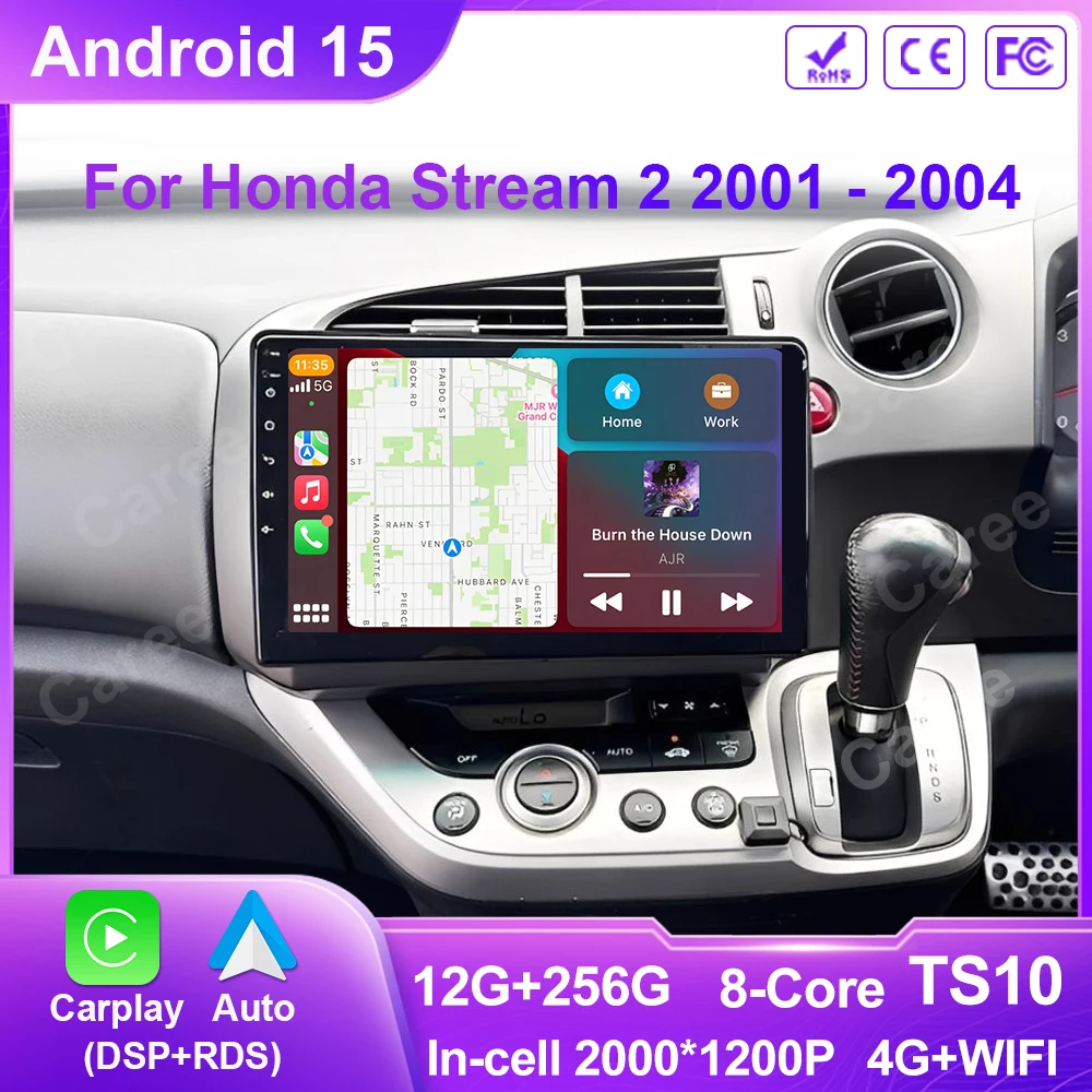 Android 15 For Honda Stream 2 2006 - 2014 Screen TV Car Vehicle GPS Multimedia Monitor Video Autoradio Navigation Stereo Radio