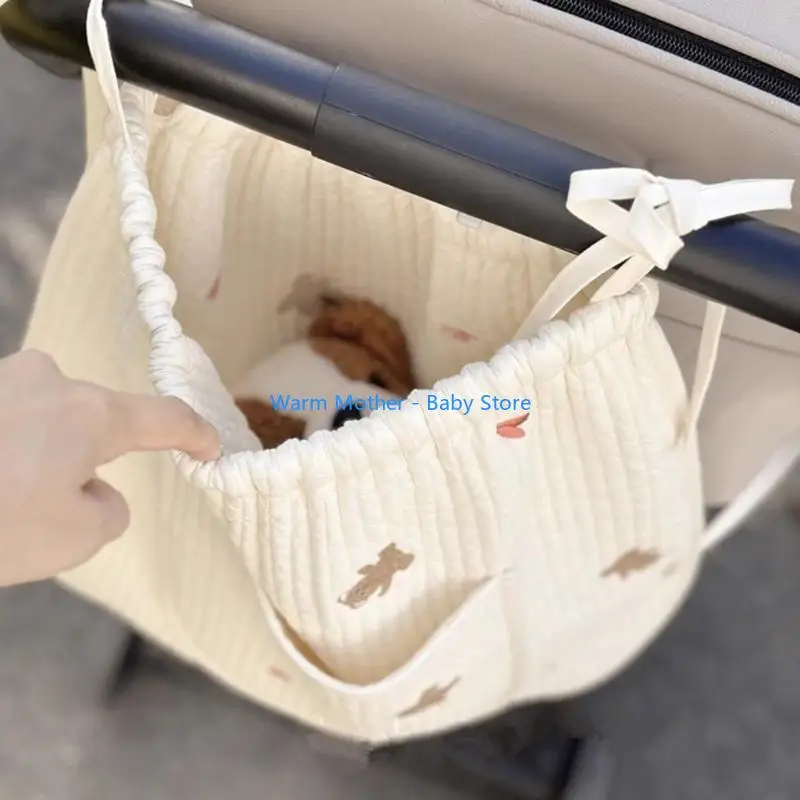 المنظم حقيبة لعبة حفاضات زجاجة ماء يدفع باليدين حقيبة التخزين المطرزة الدب السرير حقيبة عربات أطفال حقيبة للحمل 57QE #4