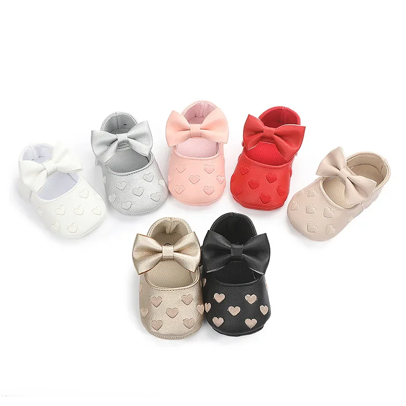 Infant Baby Girls Soft Sole Bowknot Princess Wedding Dress Mary Jane Flats Prewalker Newborn Light Baby Sneaker