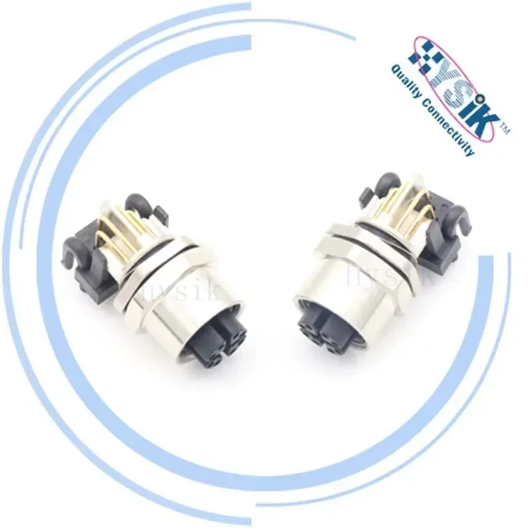 M12 X model board end 90 degree PCB 1 quadrillion network cable 8 core curved pin connector signal connector