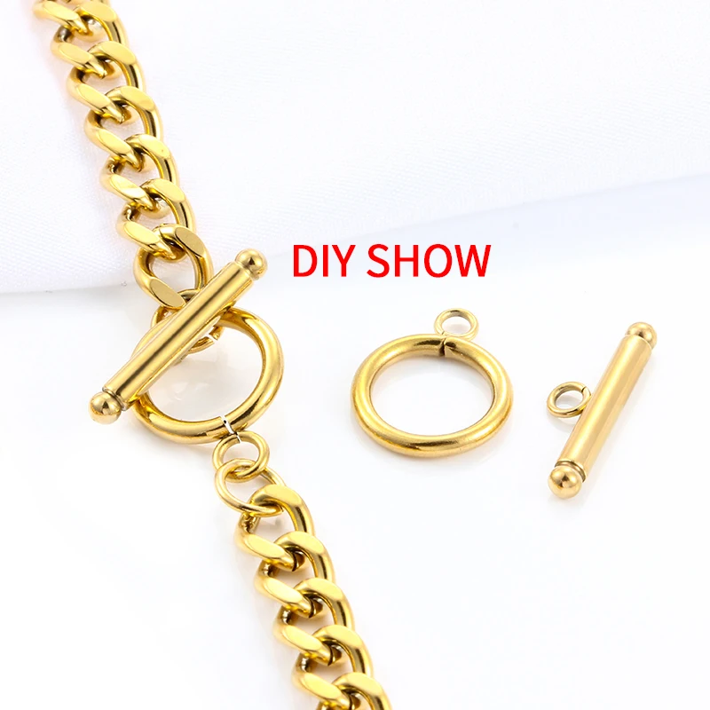 OT Set Clasps Gold Color StainlessSteel Jewerly Making Supplies Accessories DIY Necklace Bracelet Toggle Buckle Fashion Connetor