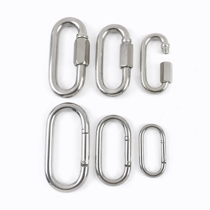 2-5Pcs 304 Stainless Steel Spring Snap Hook O Ring Oval Carabiner Clip Buckle Quick Link Lock Rings Hanger Hooks Accessories