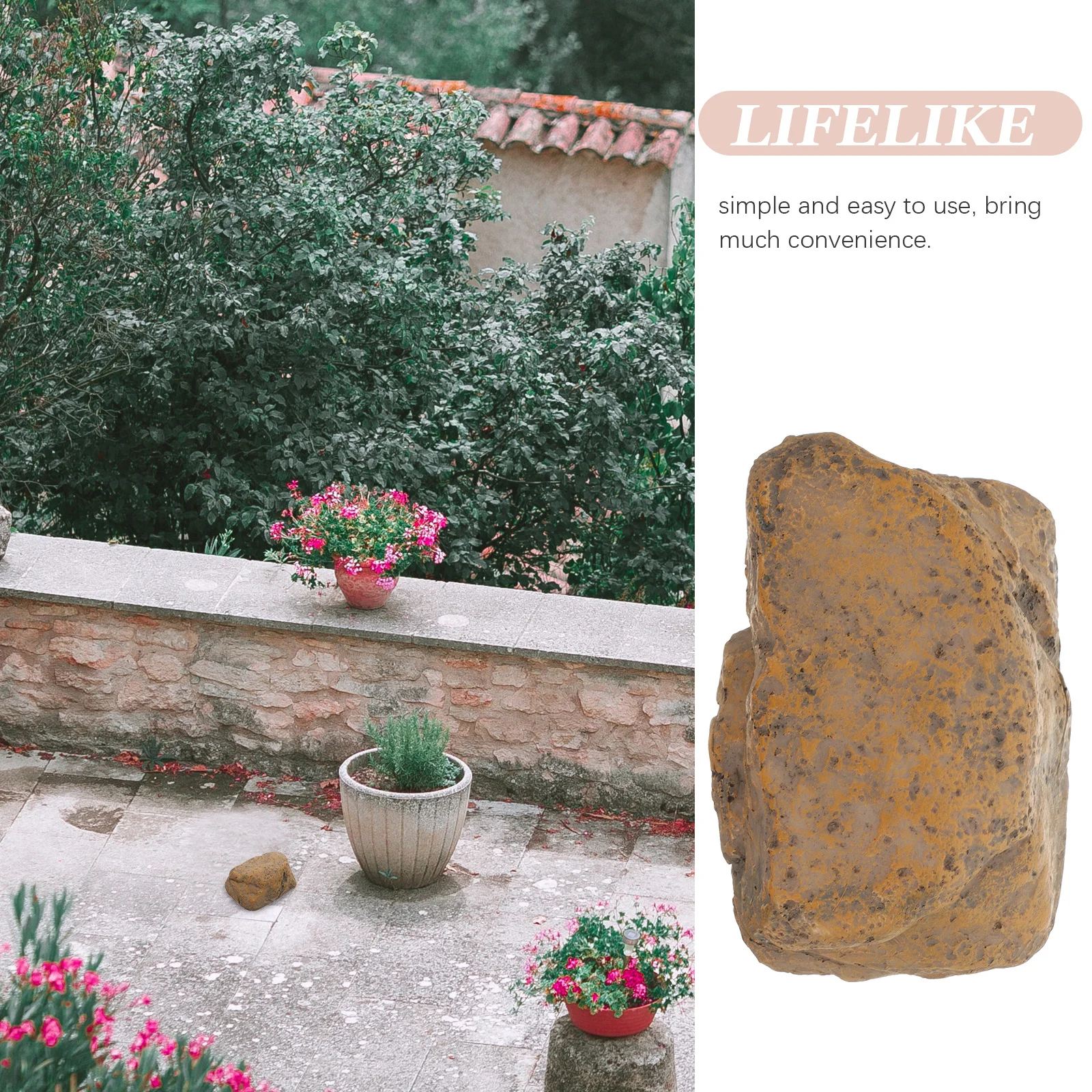 صندوق مفاتيح حجري مقلد من Hoement يخفي حامل الصخور المزيف في الهواء الطلق حاوية إخفاء آمنة من الراتنج المقاوم للماء للمفاتيح الاحتياطية