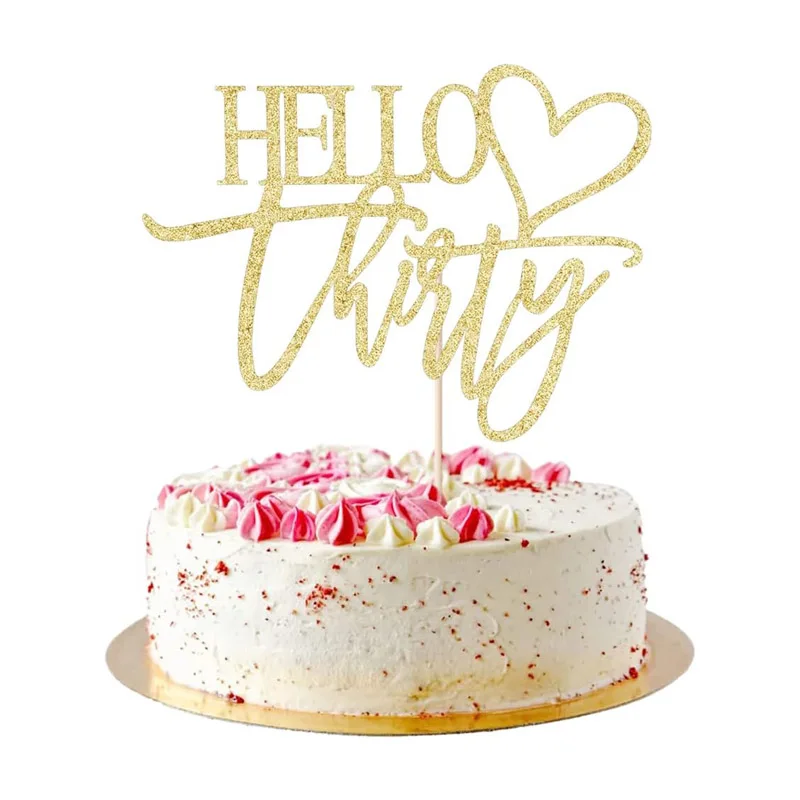 Hello Thirty Cake decoration, 30th anniversary birthday wedding party decoration supplies