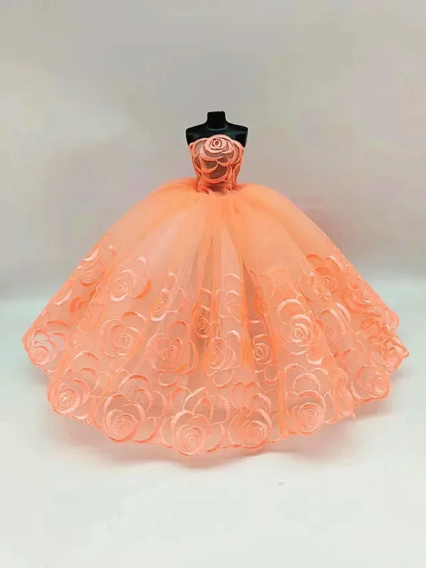 1/6 Doll Clothes for Barbie Dress for Barbie Clothes Floral Lace Wedding Dresses Party Gown Outfits 11.5\