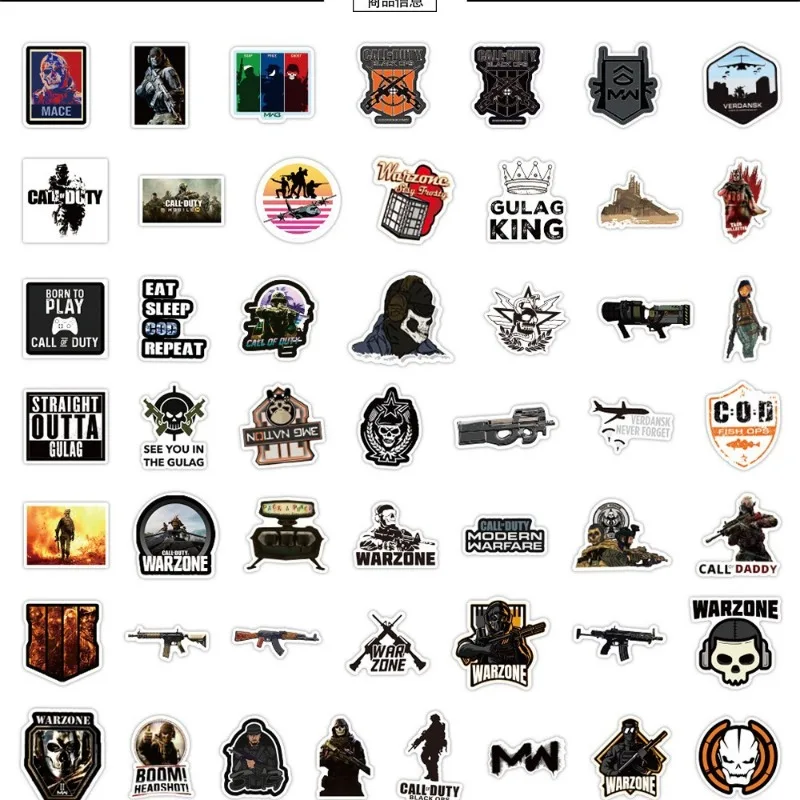 50pcs Call of Duty Cartoon Sticker Suitcase Water Cup Stationery Mobile Phone Scooter Laptop Refrigerator Decorative Sticker