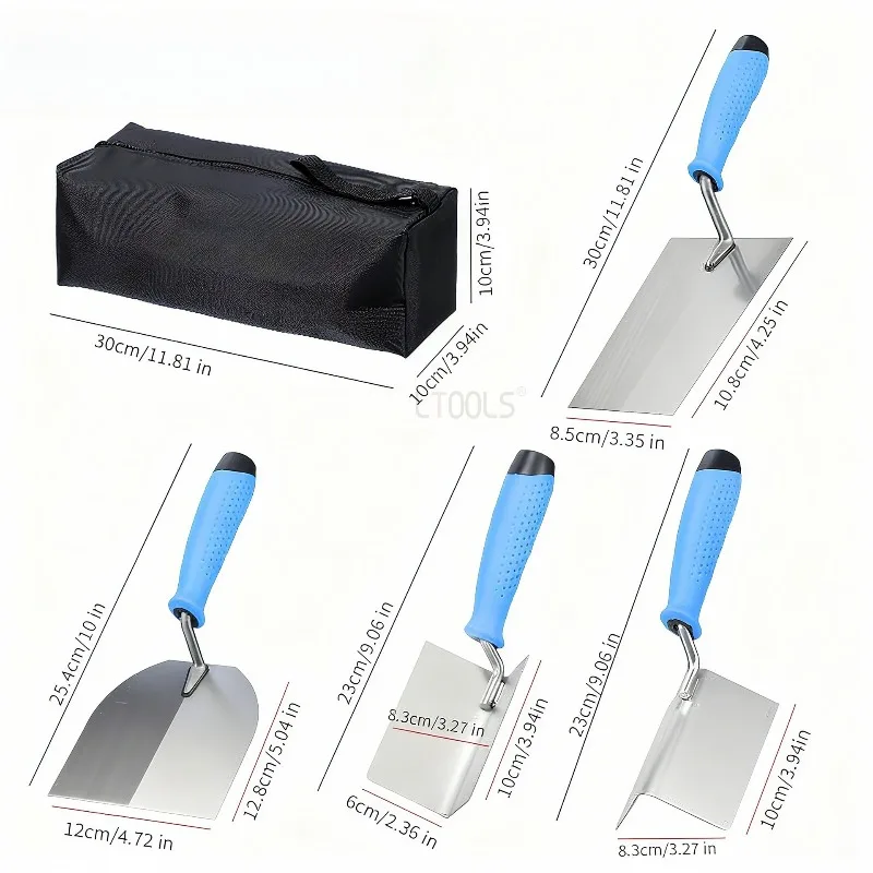 Architectural Decoration Trowel Set Multi Specification Putty Scraper Stainless Steel Scraper Plate Manual Plastering Tools