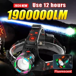 2024 Strong Light Led Headlight USB Rechargeable Powerful LED Headlamp Ultra Bright Head Flashlight With Fluoresce Fishing Light