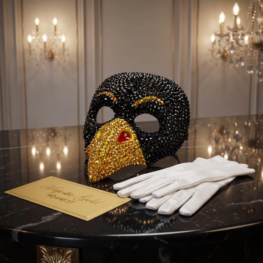 Handcrafted Rhinestone Eagle Punk Mask Eye-Catching Trendy Gothic Bird Beak Mask Comfortable Headgear Halloween Masquerade Mask - view 3