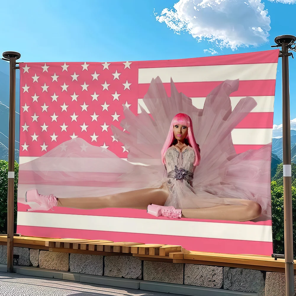 Rapper N-Nicki M-Minaj Flag Tapestry Outdoor Party Bedroom Living Room Dormitory Decorative Themed Wall Hanging Banner Gift
