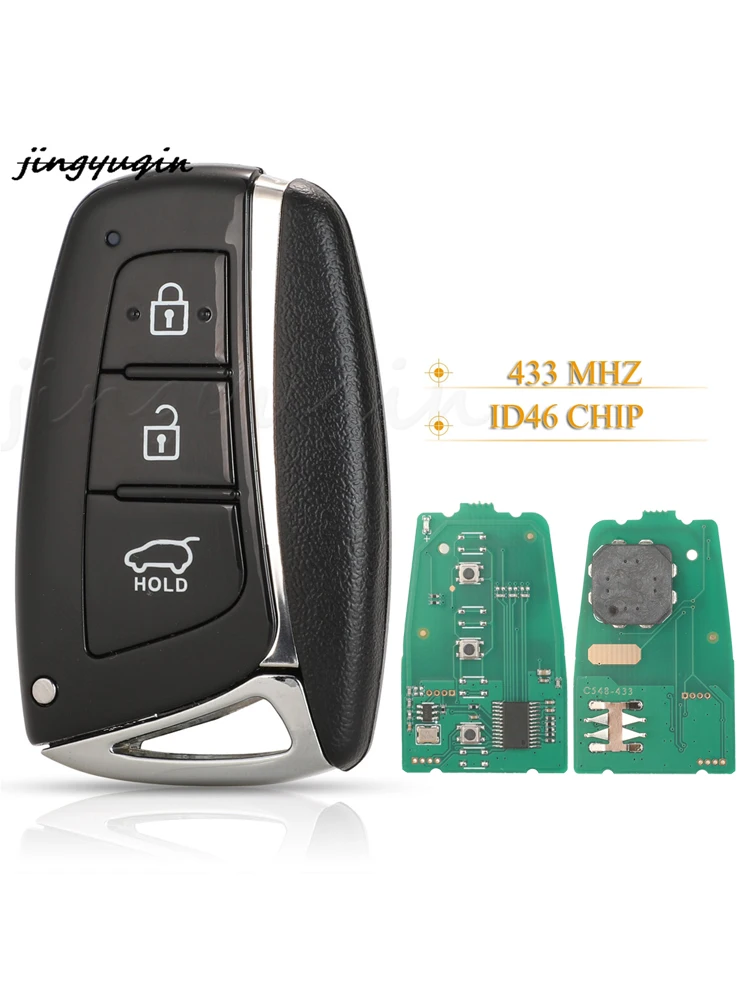 

Умный ключ-брелок Jingyuqin с 3 кнопками, 433 МГц, чип ID46-PCF7952 для Hyundai Santa Fe IX45, управление автомобилем, 95440-2W600