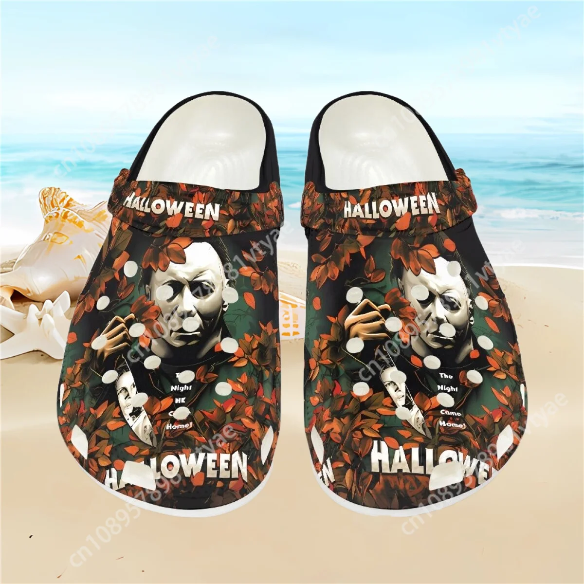 Custom Horror Michael Myers Casual Clogs Non-Slip Slippers Halloween Horror Movie Hole Shoes Unisex Couple Beach Sandals