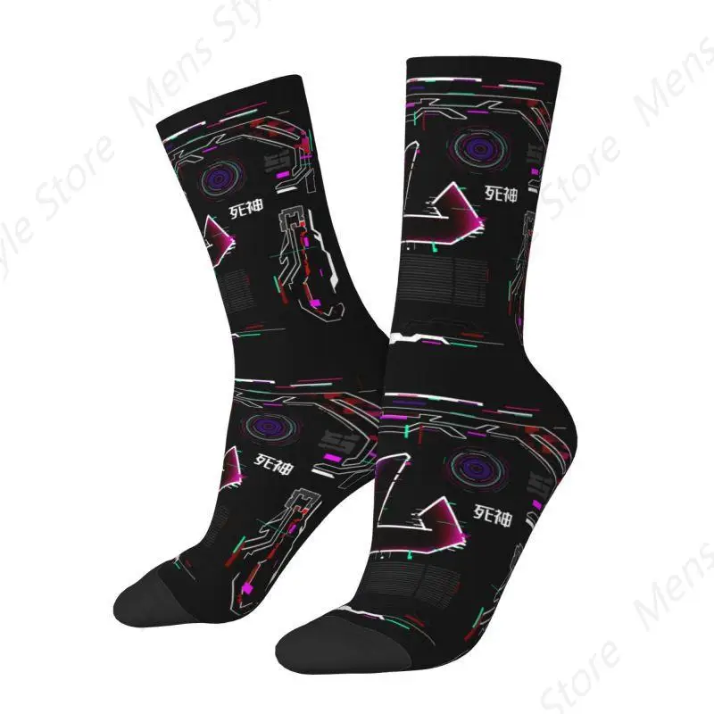 Funny Printed Japanese Tokyo Techwear Future Tech Street Wear Style Socks for Women Men Stretch Summer Autumn Winter Crew Socks