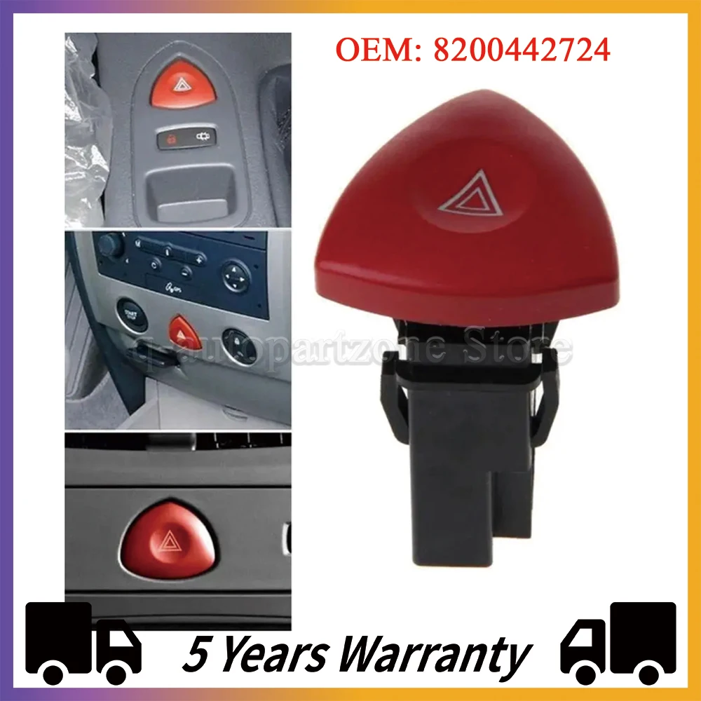 Hazard Warning Light Switch Button Emergency Flasher Lamp Switch 8200442724 For Renault Trafic Espace Laguna Vauxhall Vivaro