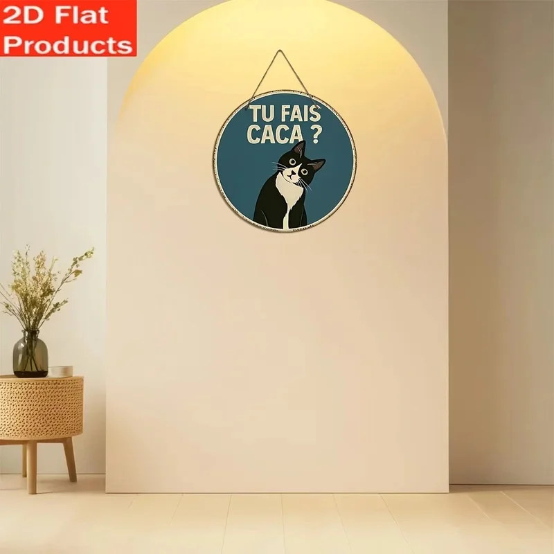 A 2D retro style cat wall decoration plaque - 