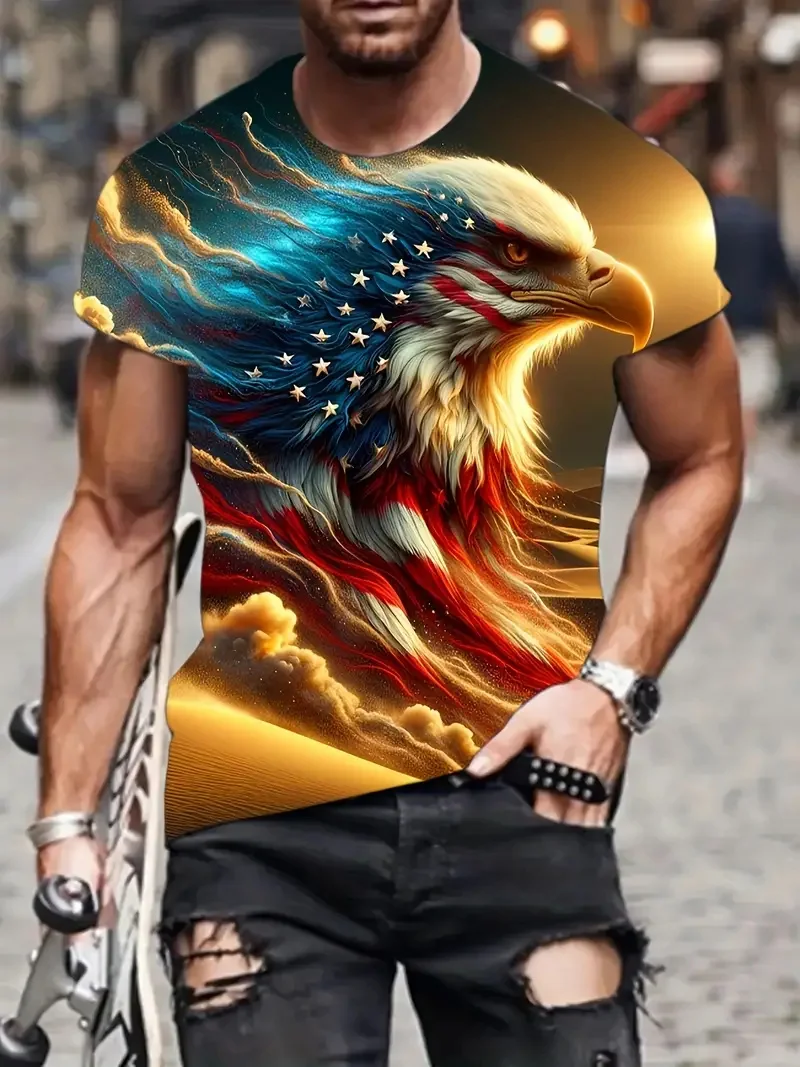 

Men's Vintage T-shirt Big Country Eagle Print neutral street T-shirt Men Fitness crewneck Casual T-shirt Outdoor Fashion T-shirt