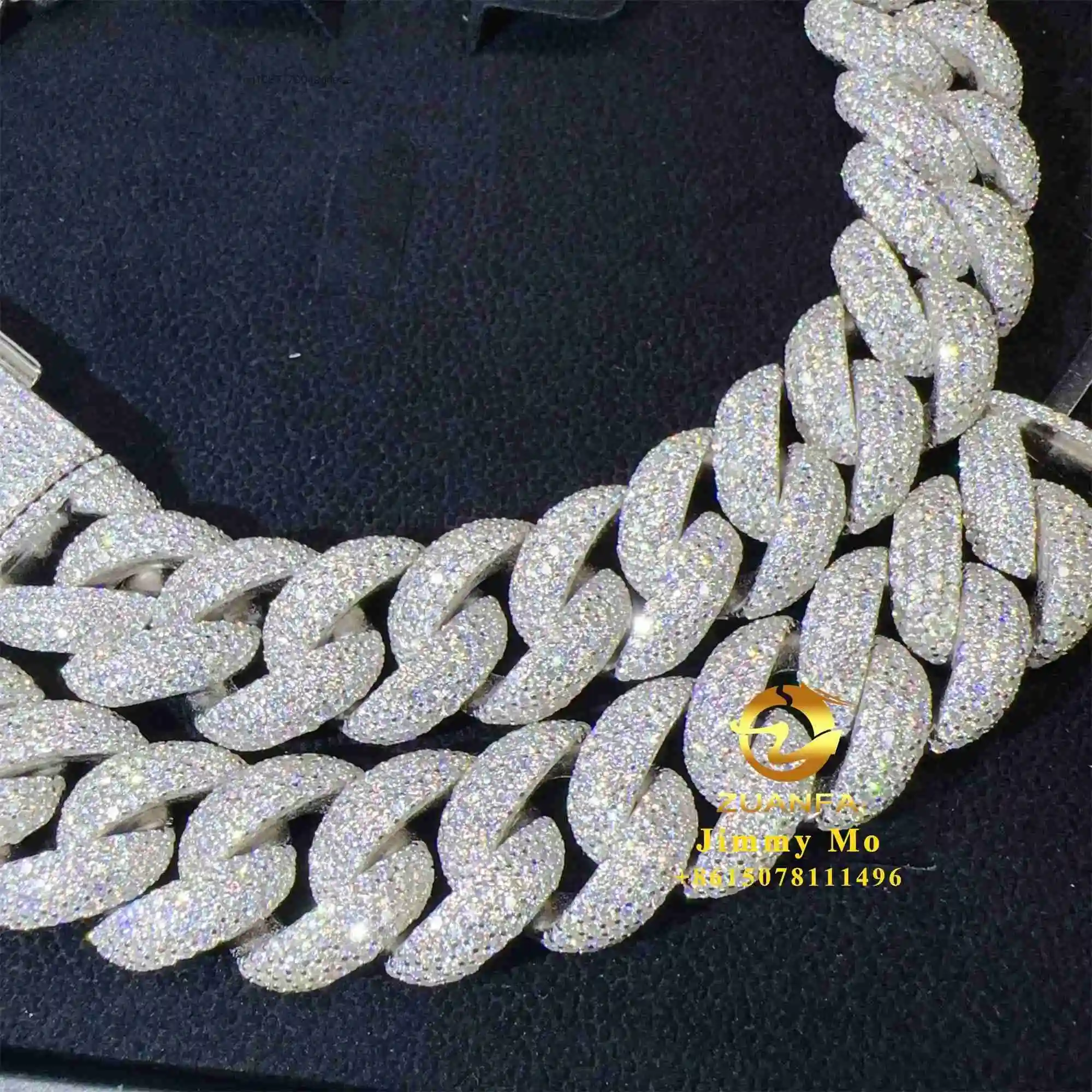 Trendy New Fashion Heavy Pass Diamond Tester 925 Solid Silver 20mm 5Rows Iced Out Hip Hop VVS1 Moissanite Miami Cuban Link Ch