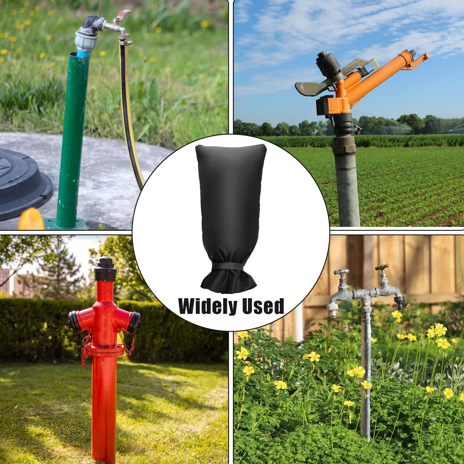 야외 수도꼭지 커버 블랙 방한 단열 수도꼭지 보호 슬리브 겨울철 야외 수도꼭지 보호대 대부분의 수도꼭지에 적합