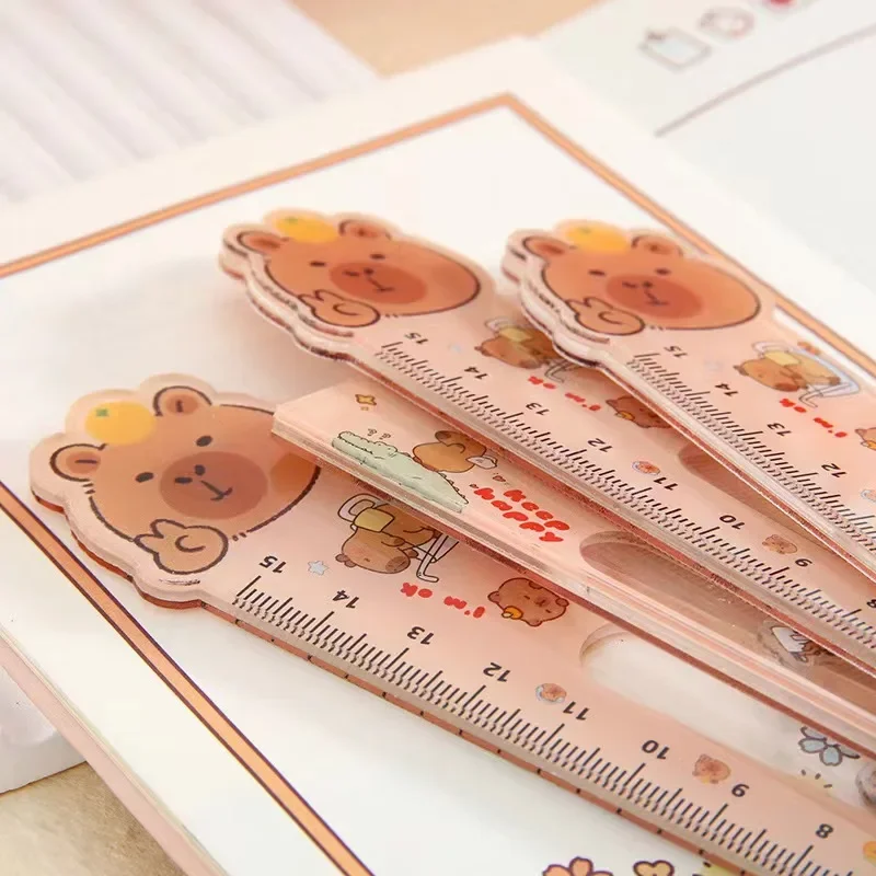 Rulers stationery Supplies Planner Cartoon Capybara Cute animal Accessories Student Prize Children\'s Day Gift Plastic Straight