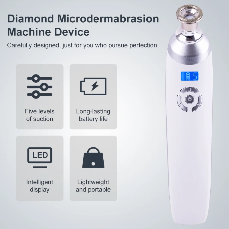 Lesen Beauty Draadloze diamantmicrokristalhuidpolijstmachine voor het verwijderen van mee-eters, diepe reiniging, anti-aging rimpelverzorgingstool