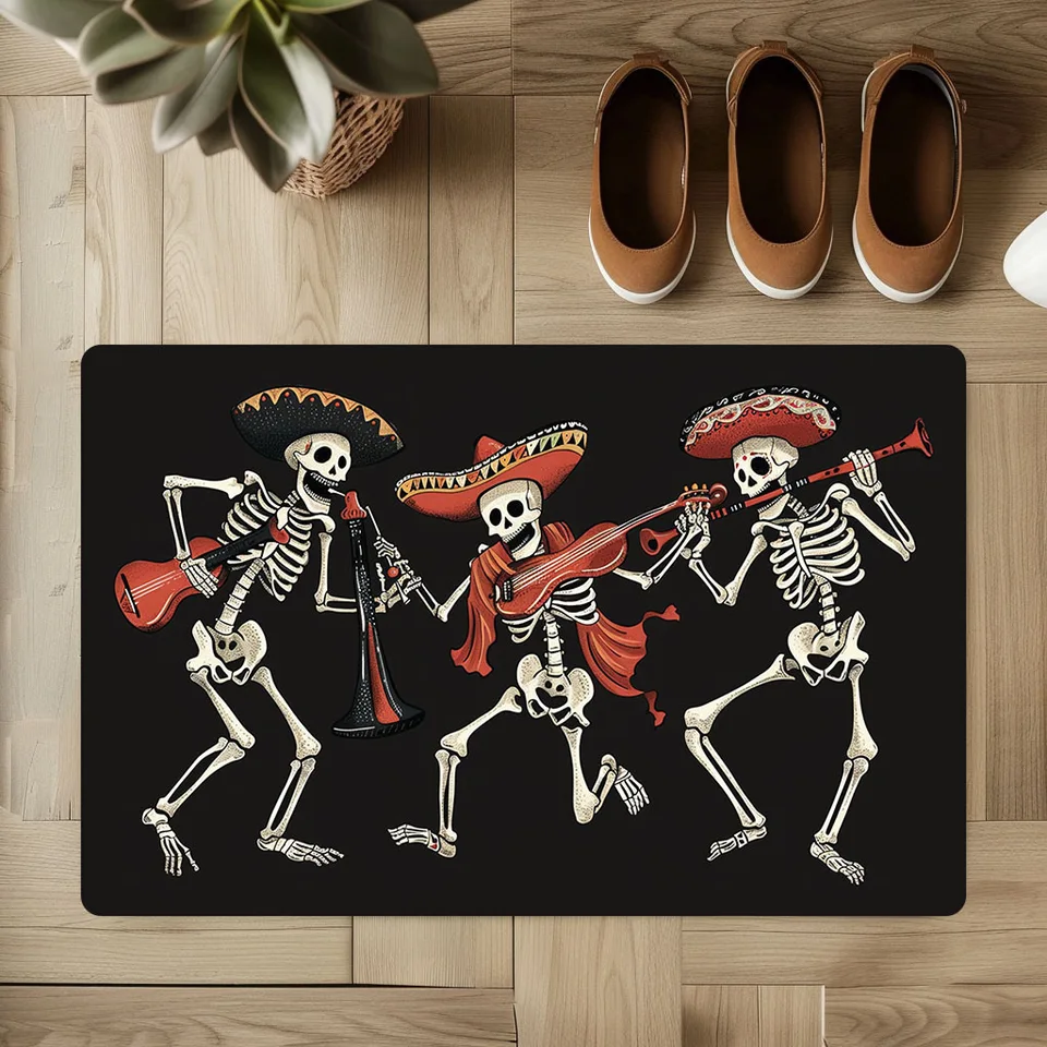 Skull Doormat Funny Halloween Skull Welcome Door Mat,Living Room Kitchen Floor Mat Home Halloween Indoor Outdoor Decoration, image 9