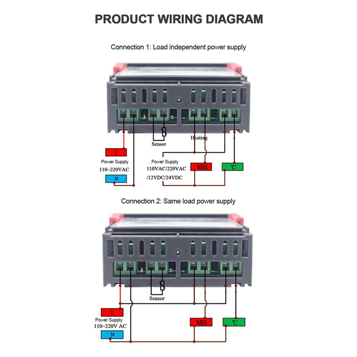 A20M 2X تيار مستمر 12 فولت المزدوج ترموستات رقمي التحكم في درجة الحرارة والرطوبة ميزان الحرارة الرطوبة حاضنة تحكم-3028