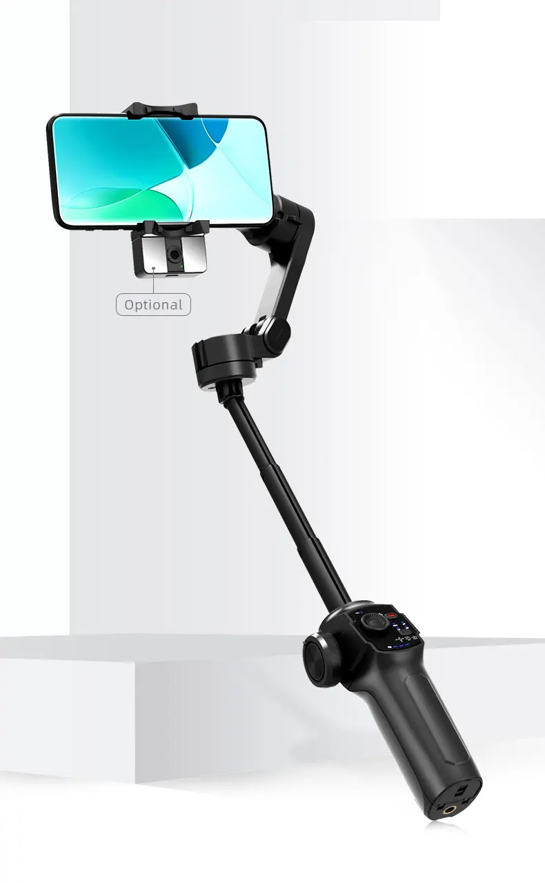 L9 المدمج في تمديد قضيب مثبت أفقي للهواتف الذكية Gimbal Object تتبع مدونات الفيديو استقرار المحمولة وقابلة للطي
