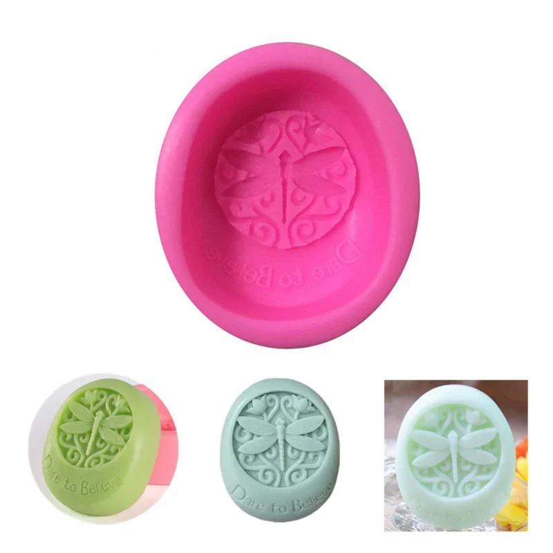 Dare To Believe Dragonfly Insect Oval Silicone Soap DIY Mould Craft Art Clay Mold Handmade Soap Mould Candle Soap Making Mold