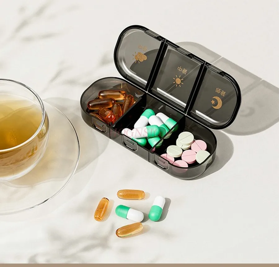 

1pcs divided into compartments for three meals a day, medicine storage box Portable small medicine box, sealed and waterproof,