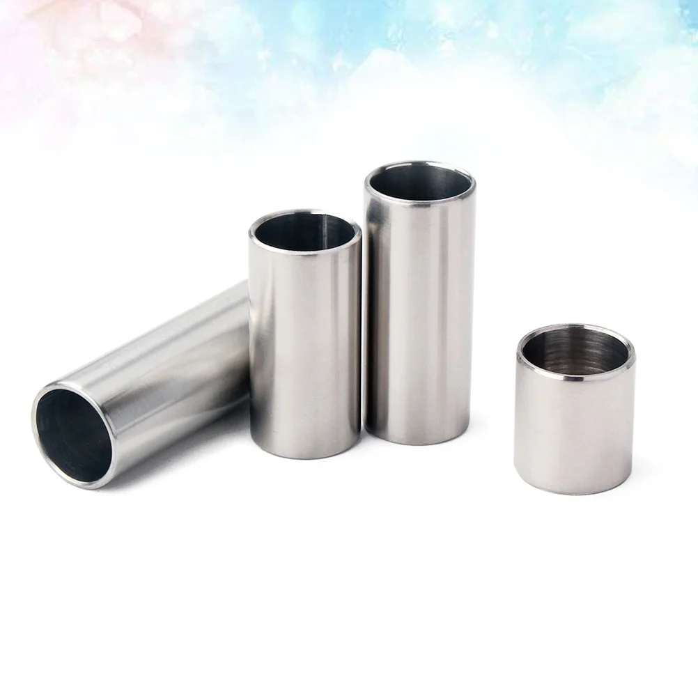 

4 Pcs Finger Bass Slider Guitar Slides for Acoustic Blues Chromed Steel Tube