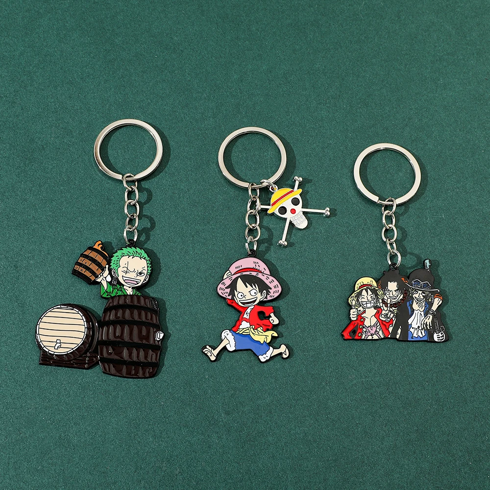 One Piece Roronoa Zoro Keyring Cartoon Anime Monkey D. Luffy Keychain For Friends Birthday Pendent Jewellery Gifts